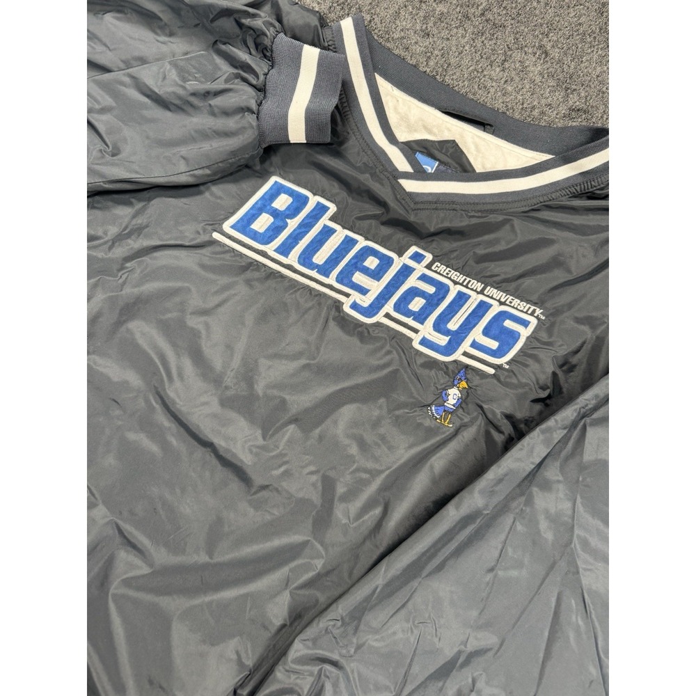 VTG Creighton Bluejays Pullover Windbreaker Jacket Mens 2XL Black NCAA